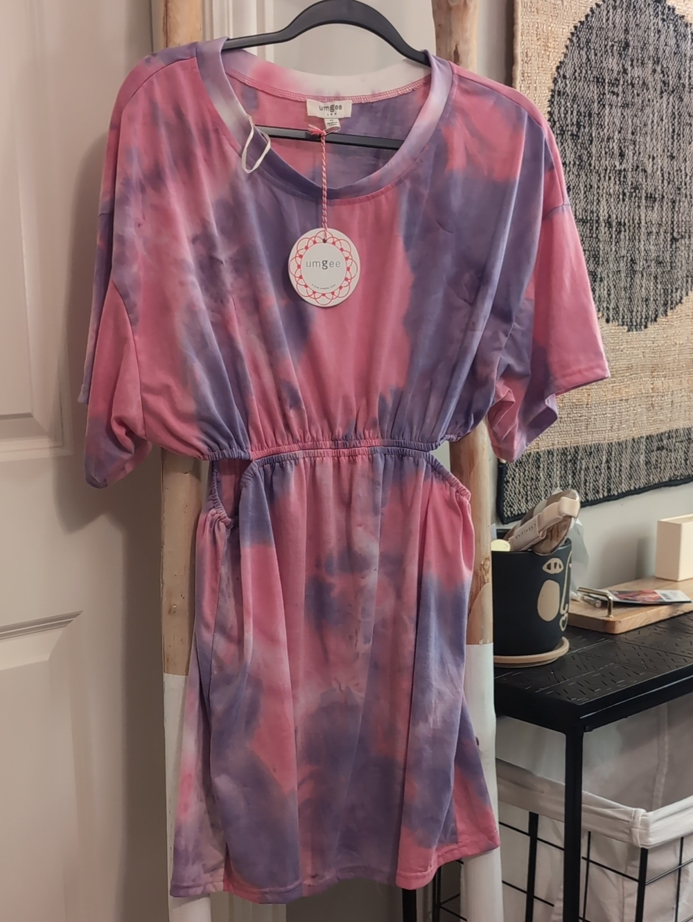 Umgee Tie Dye Side Cut Out Dress - Medium